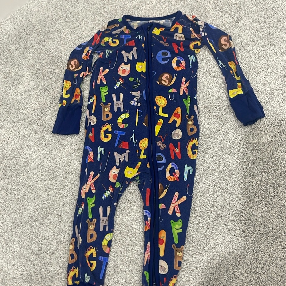 Little Sleepies Alphabet Print Kids One Piece - Blue
